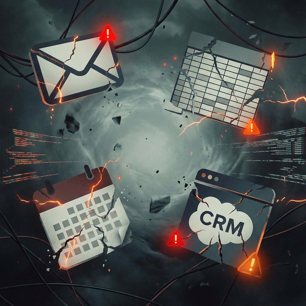 Fragmented and messy stack of disconnected business tools